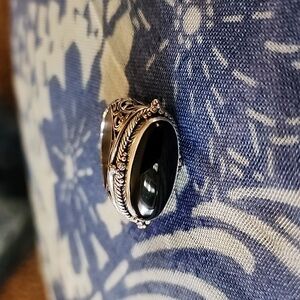 Genuine Onyx and Sterling Silver Ring size 5